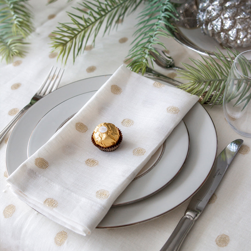 Mode Living Vogue napkins with gold polka dots