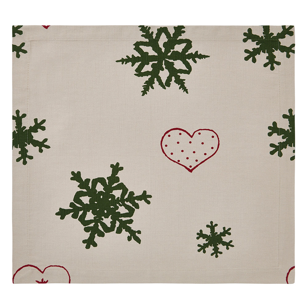 beige holiday napkin with hearts