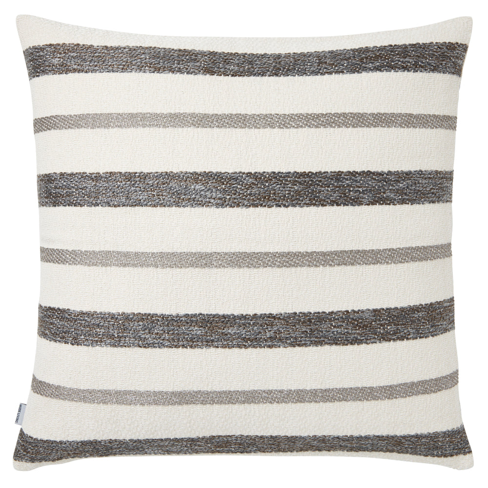 Striped Gray and Ivory Decorative Pillow
