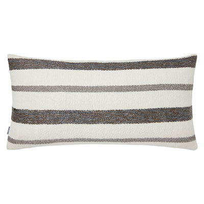 Striped Gray and Ivory Decorative Pillow